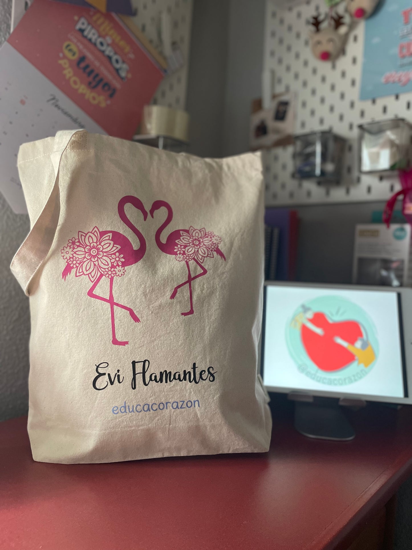 TOTE BAG “FLAMENCOS Y NOMBRE”