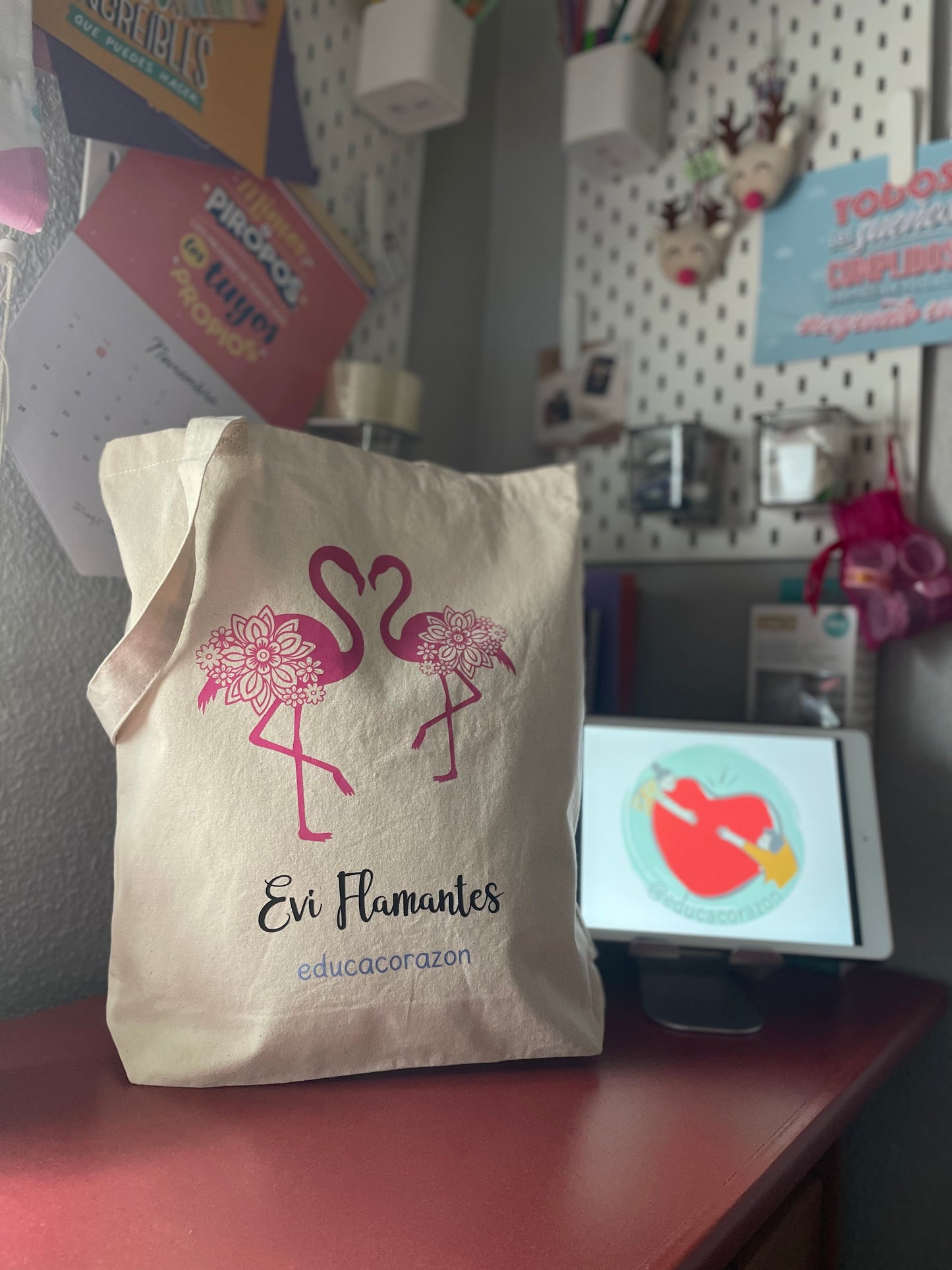 TOTE BAG “FLAMENCOS Y NOMBRE”
