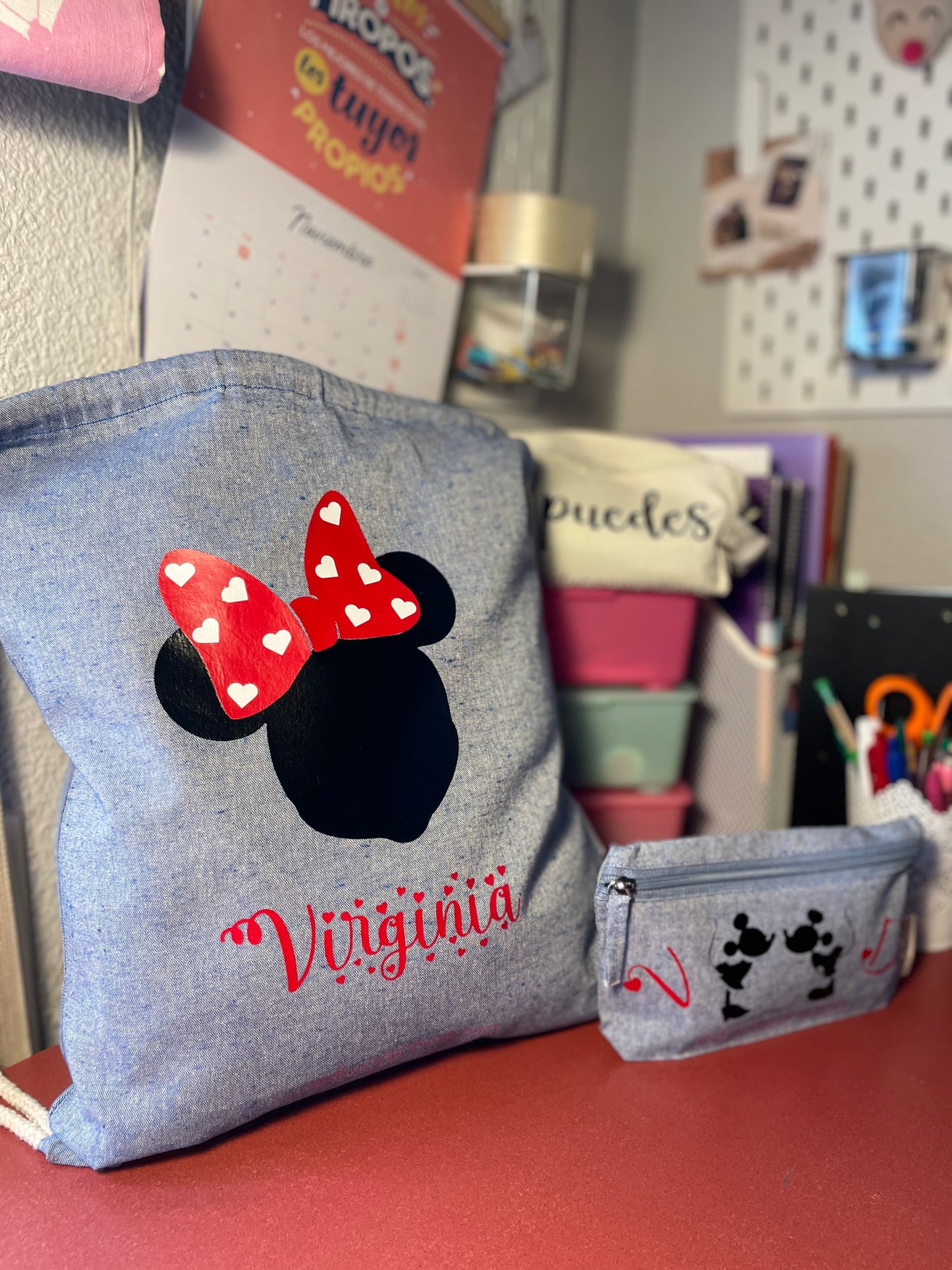 KIT BOLSO-MOCHILA Y ESTUCHE MINNIE MOUSE